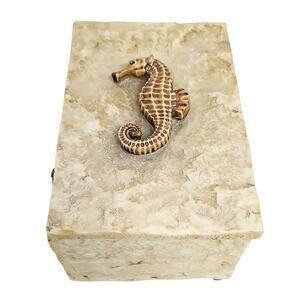 Frameology Seahorse Decorative Box w/Removable Lid - Tan and Brown Marine Decor